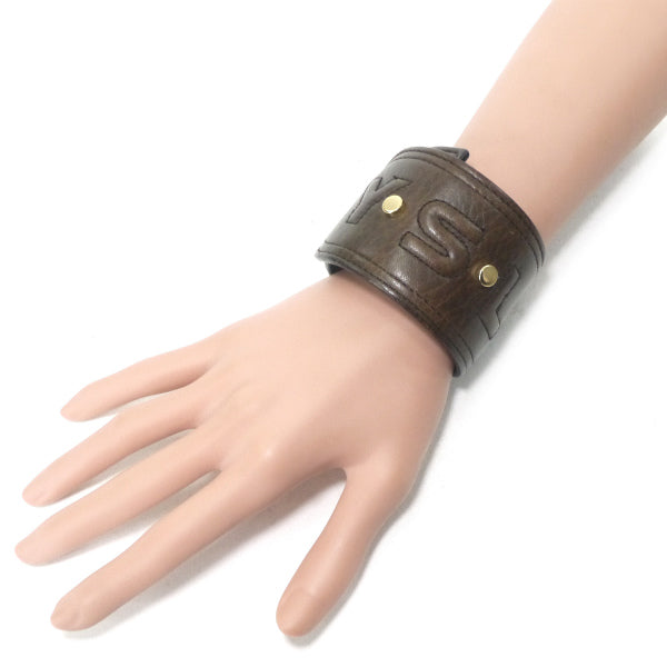 YVES SAINT LAURENT ロゴステッチ レザーブレスレット(濃茶)