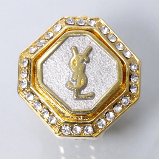 YVES SAINT LAURENT オクタゴンロゴイヤリング(ゴールド)