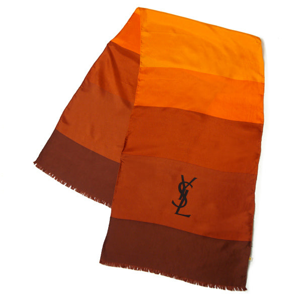 YVES SAINT LAURENT 大ロゴシルクストール（オレンジ