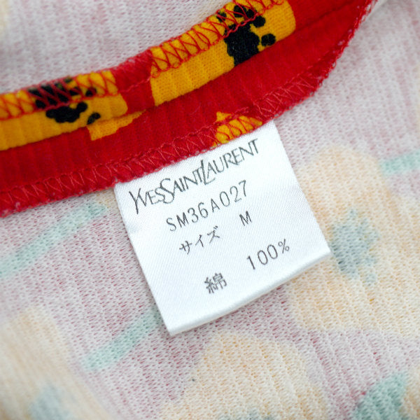 YSL フラワー柄 半袖ワンピース(赤系)