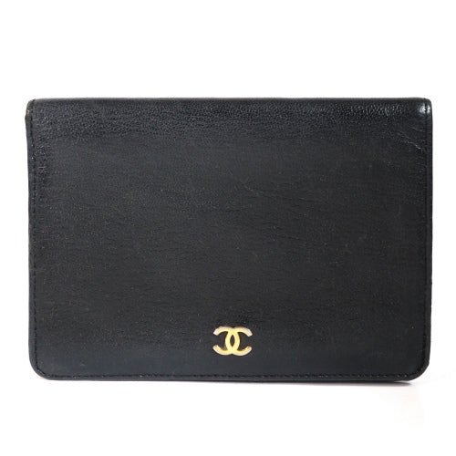 CHANEL 型押しレザー長財布(黒)