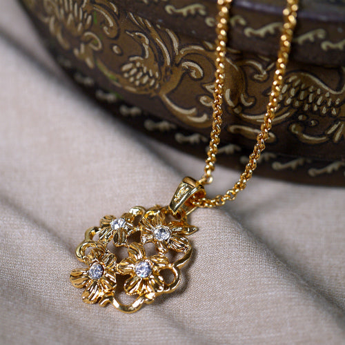 YVES SAINT LAURENT ゴールド花ネックレス