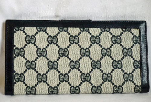 OLD Gucci 横長財布(青・シンプルGG)
