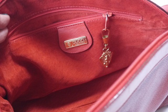 OLD Gucci 半丸ポシェット(総皮・赤)