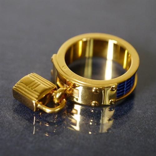 HERMES ケリー スカーフ リング(青・リザード)