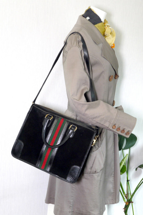OLD Gucci <訳あり>2way縦シェリーバッグ(黒・スエード)