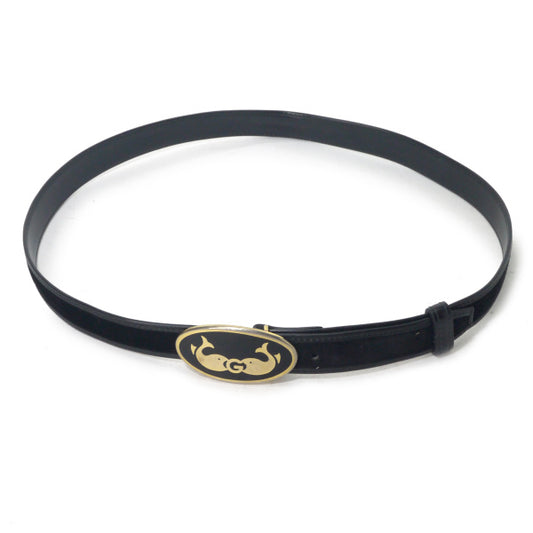 OLD Gucci レア!クジラGバックル スエードベルト(黒)