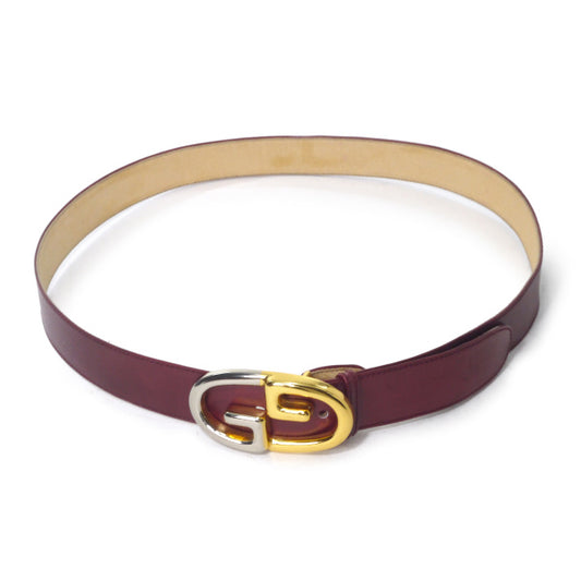 OLD Gucci GGバックル本革レザーベルト(ボルドー)