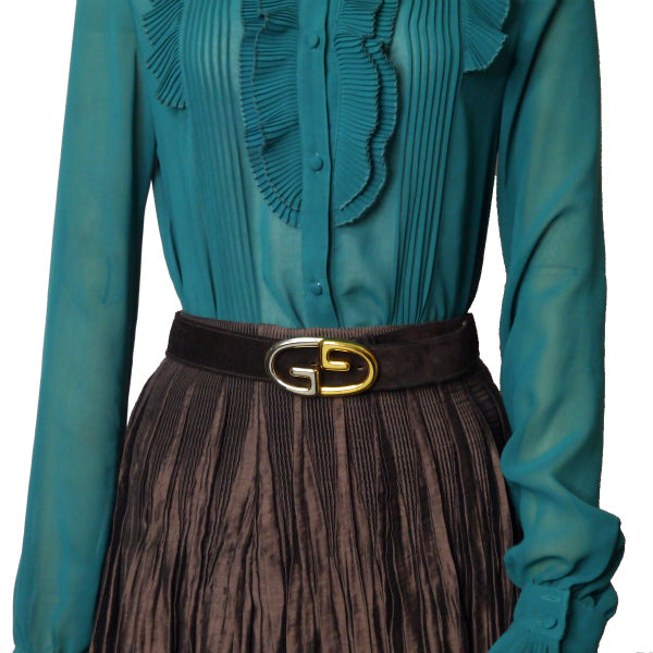 OLD Gucci GGバックルスエードレザーベルト(濃茶)