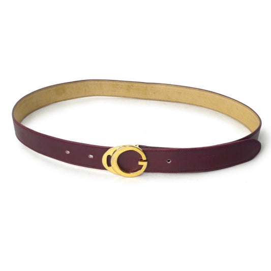 OLD Gucci ラウンドGバックルレザーベルト(ボルドー)