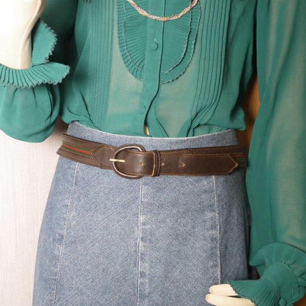 OLD Gucci 70s細シェリー×本革ベルト(濃茶)