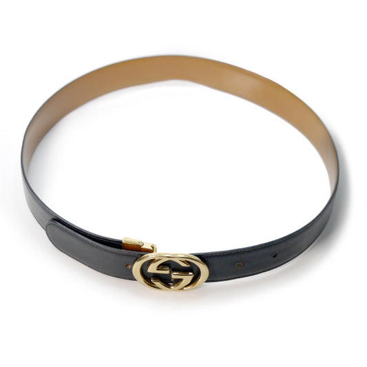 OLD Gucci インターロッキングGレザーベルト(黒)