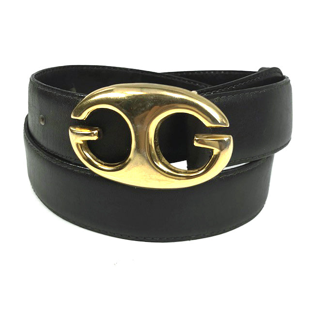 極希少 70s OLD GUCCI ヴィンテージ GGロゴバックル レザーベルト OLD Gucci ゴールドGGバックル レザーベルト(濃茶) – Vintage Shop Rococo