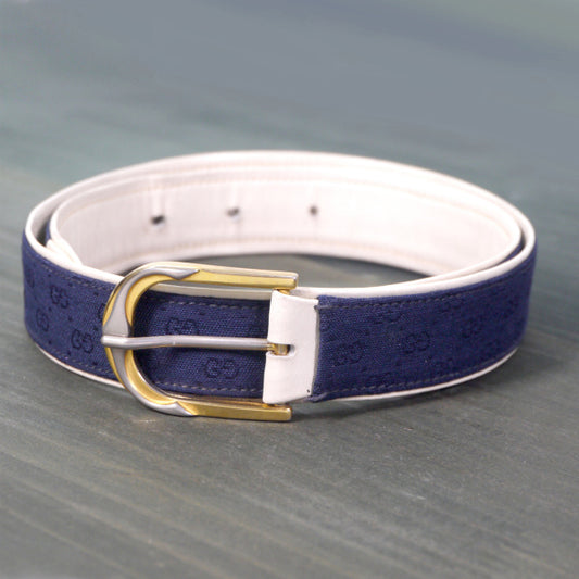 OLD Gucci マイクロGGジャガードベルト(紺)