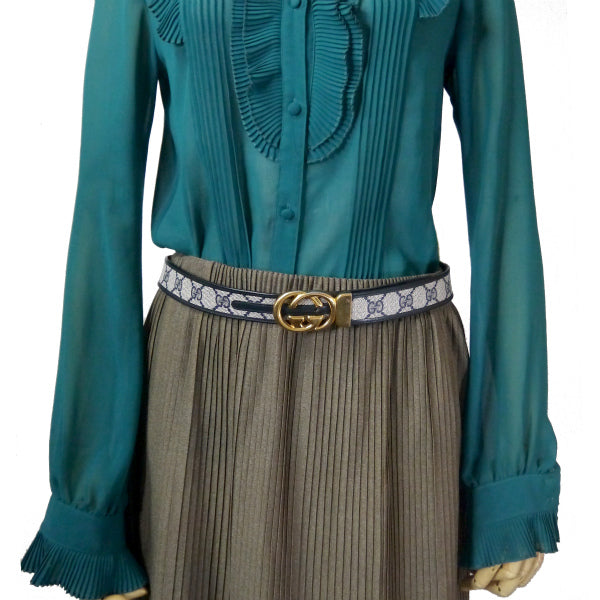 OLD Gucci GGバックルリバーシブルレザーベルト(GG柄/濃紺)