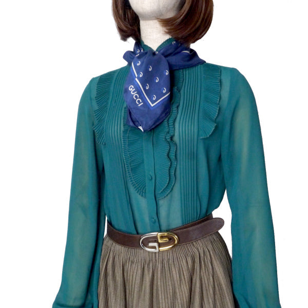 OLD Gucci GGバックル ピグスキンレザーベルト(濃茶)