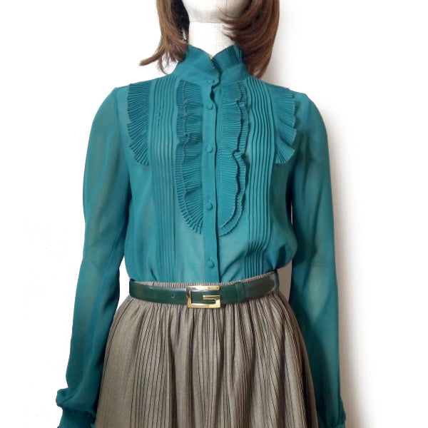 OLD Gucci スクエアGバックル レザーベルト(緑)