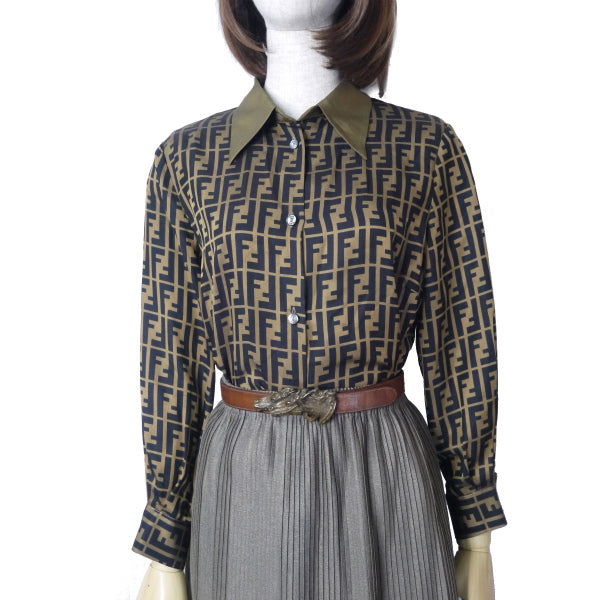 OLD Gucci ダブルホースバックル レザーベルト(茶)