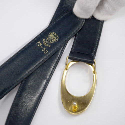 OLD Gucci 本革ゴールドバックルベルト(黒)