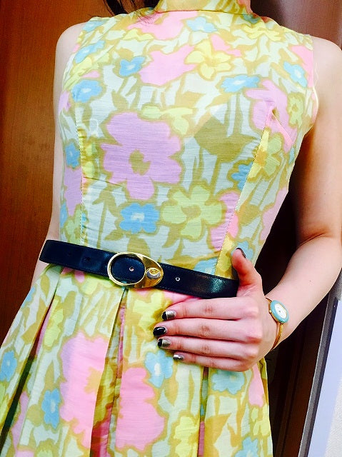 OLD Gucci 本革ゴールドバックルベルト(黒)