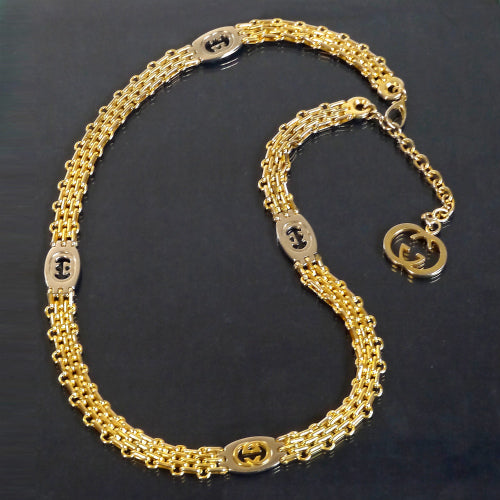OLD Gucci インターロッキングチェーンベルト（ゴールドGG