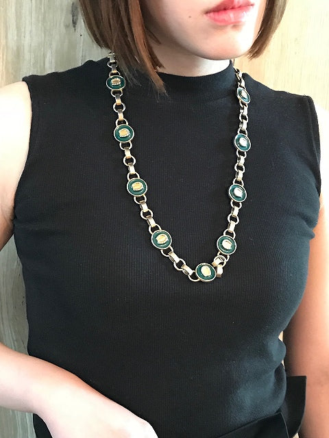 OLD Gucci ホースシュー チェーンベルト&ネックレス(緑)