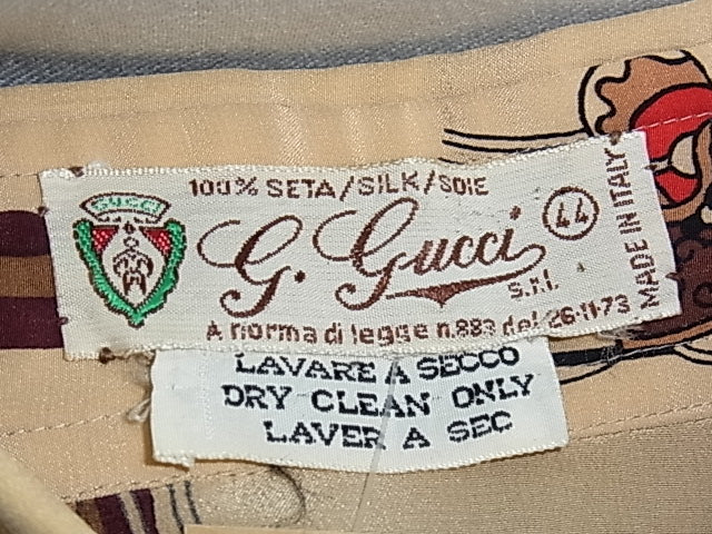 OLD Gucci 茶シルク馬柄ブラウス