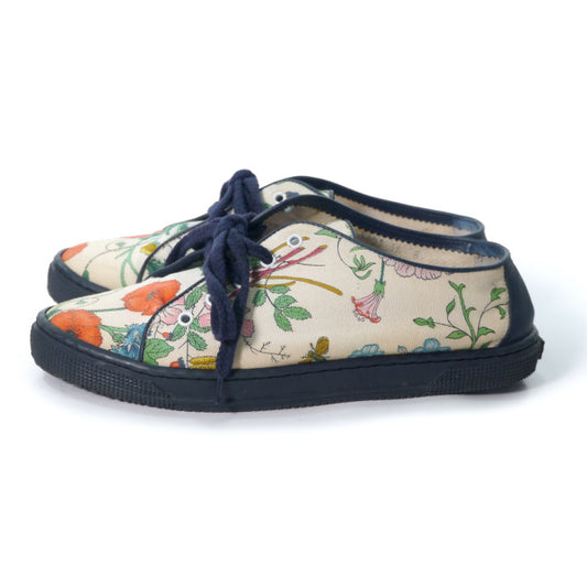 OLD Gucci フローラ キャンバススニーカー(23cm・白)