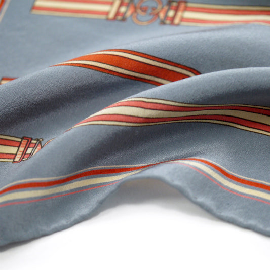 OLD Gucci GGベルト柄シルクロングスカーフ(灰青系)