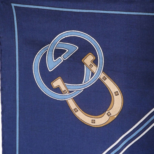 OLD Gucci インターロッキング×ビットスカーフ(青)