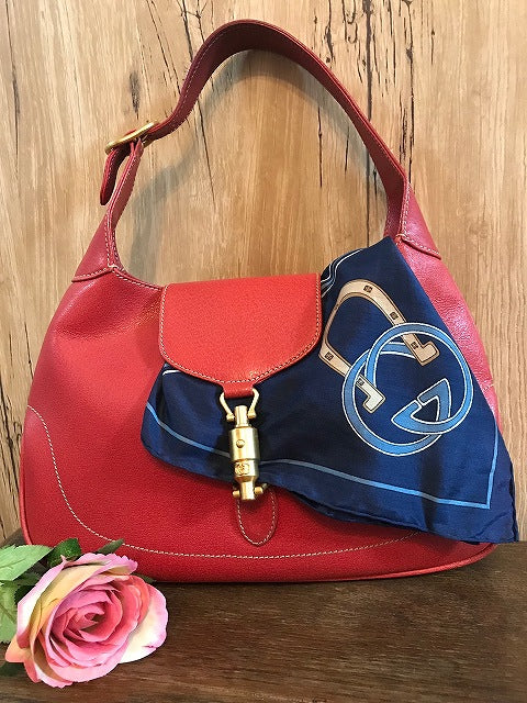 OLD Gucci インターロッキング×ビットスカーフ(青)