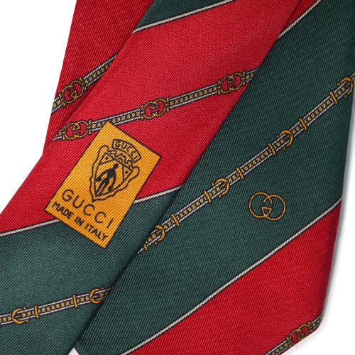 OLD Gucci ネクタイ シルク100%(グリーン×レッド)