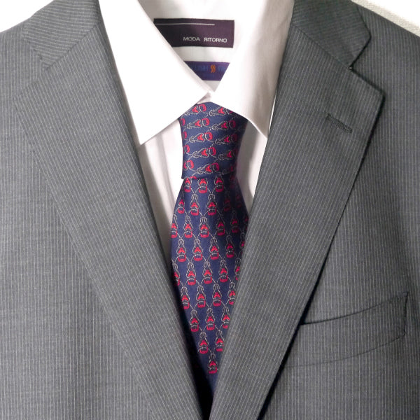 OLD Gucci シルクネクタイ 幾何学模様G(ブルー系)