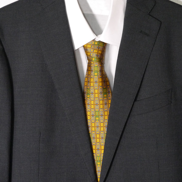 OLD Gucci シルクネクタイ ベルト柄(イエロー系)