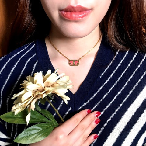 GIVENCHY ピンクモチーフ ゴールドネックレス