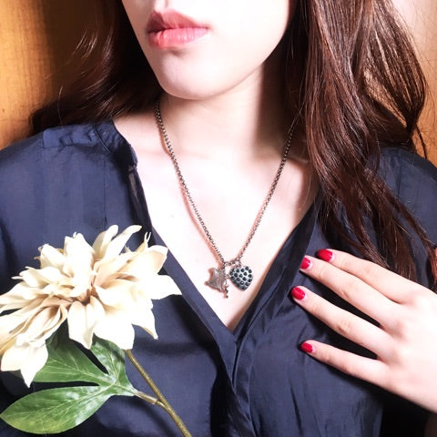 OLD CELINE マカダム&ハート&鍵ネックレス(シルバー)