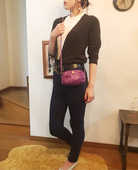 Lanvin 総革ミニポシェットショルダー(パープル)