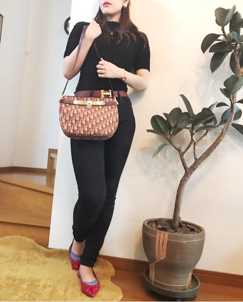Old Dior <訳あり>トロッター柄ショルダー(赤)