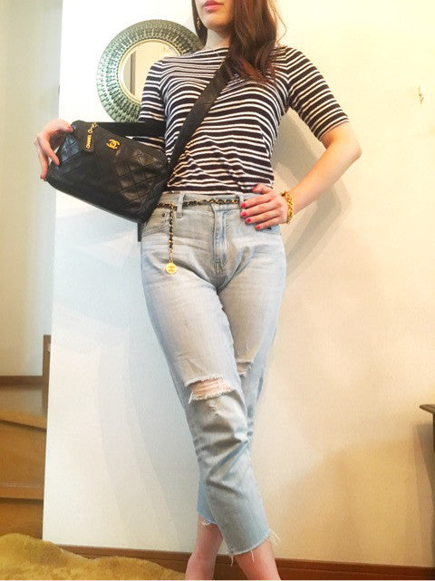 OLD CHANELラムマトラッセ ショルダー(黒)