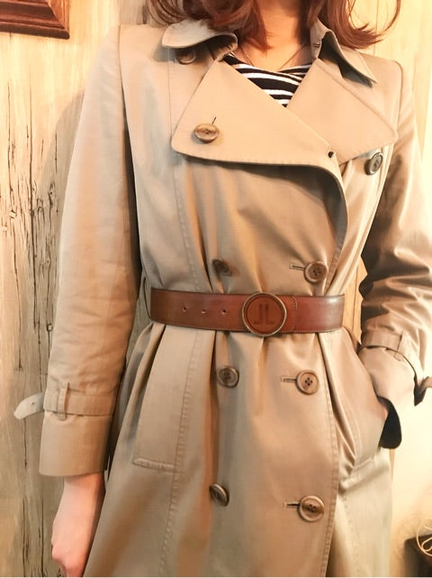 LANVIN ロゴバックル レザーベルト(茶)