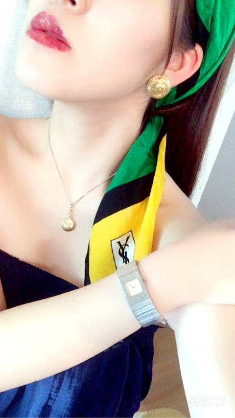 YVES SAINT LAURENT 大判シルクマルチカラー スカーフ