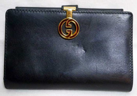 OLD Gucci 総皮２つ折れ財布（黒）