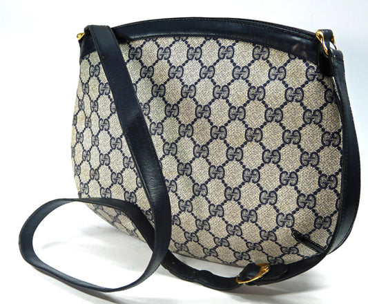 OLD Gucci ベルトデザイン丸型ポシェット（青）