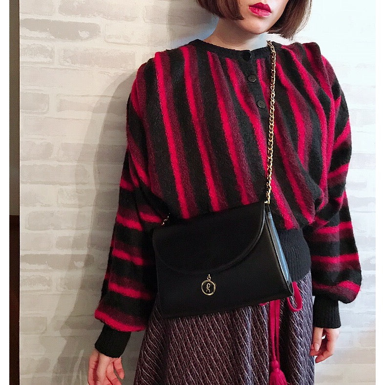 Roberta　3WAY総革チェーンバッグ（黒）