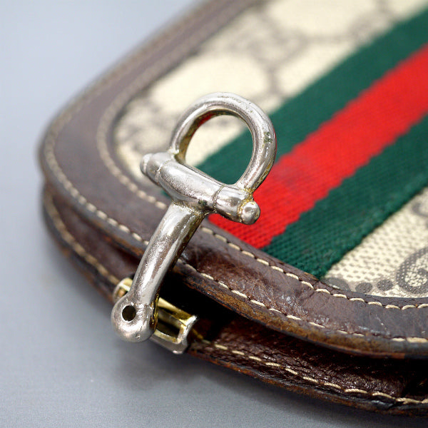 OLD Gucci 半円型ビット留め具財布（茶）