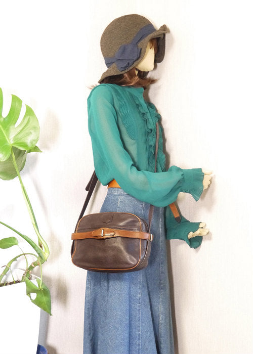 Old Celine 総皮ポシェット（濃茶）