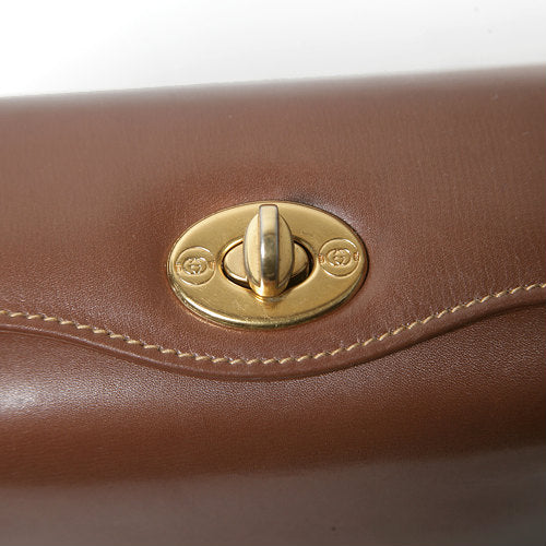 OLD Gucciスクエアハンドバッグ総皮（茶）