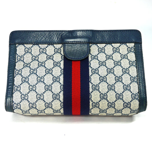 OLD Gucci /PARFUMクラッチバッグ（青/ショルダー穴あり）