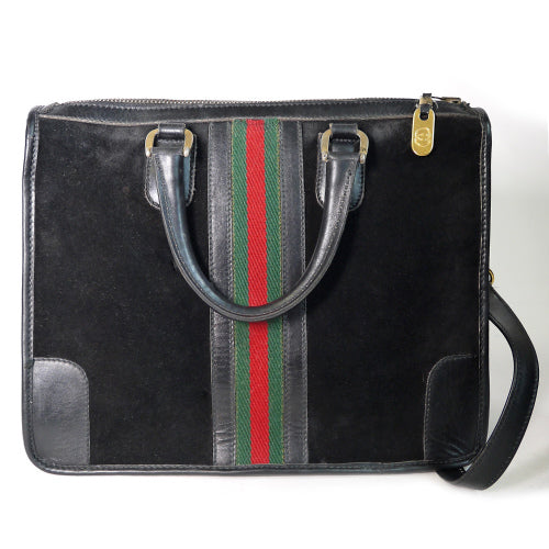 OLD Gucci ＜訳あり＞２way縦シェリーバッグ（黒・スエード）