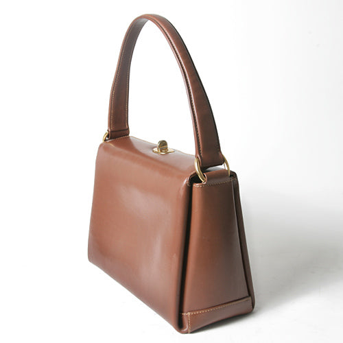 OLD Gucciスクエアハンドバッグ総皮（茶）